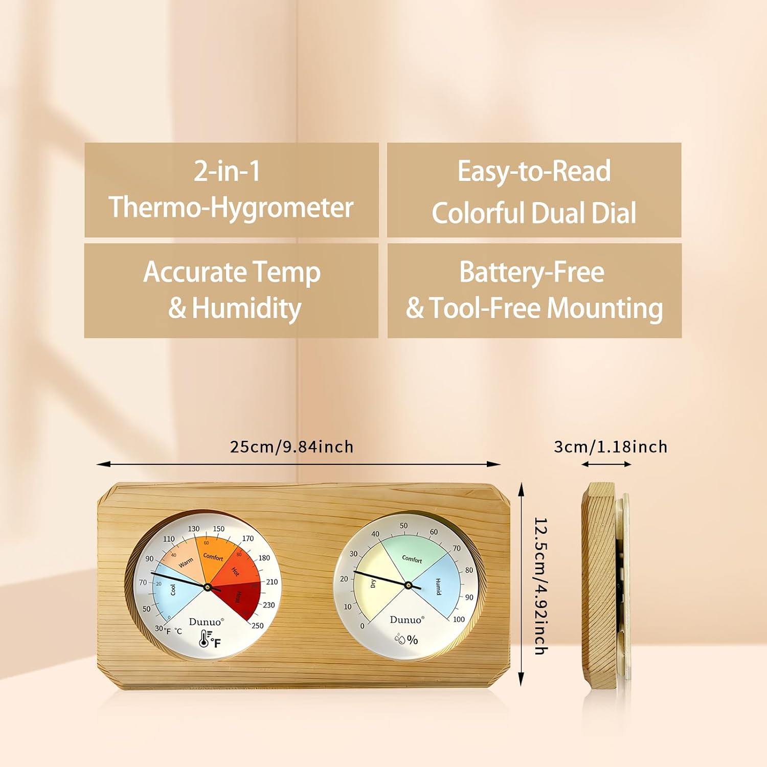 Red Cedar 3PCS Sauna Kit, Bucket & Ladle with Thermometer Hygrometer image 3
