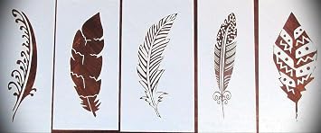 Feather Logo Stencil Template 5 Pack Reusable See Description Logo Arts and Crafts Material Scrapbooking for Airbrush Painting Drawing