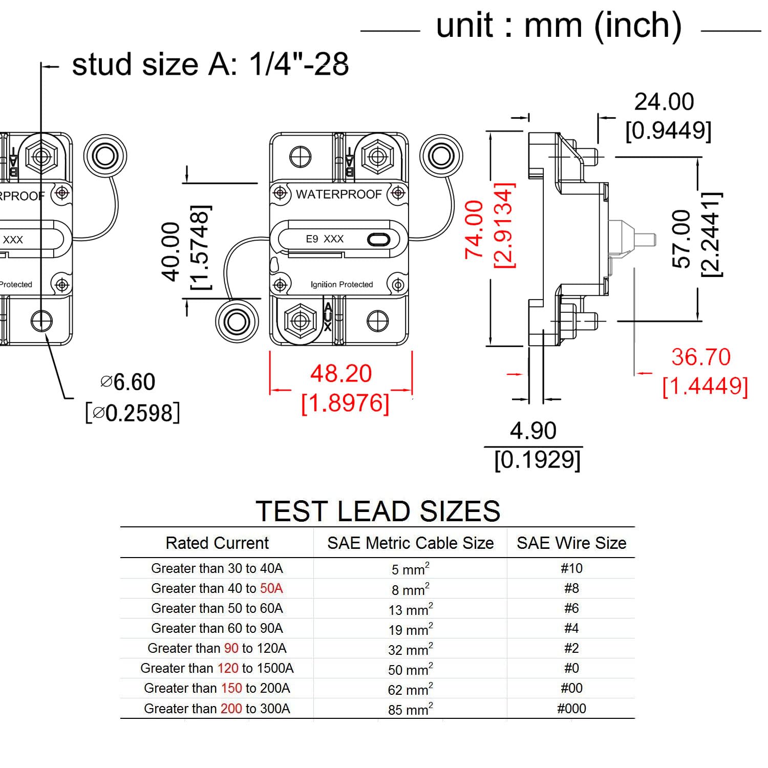 70A Circuit Breaker with Switch Button + Battery Power Cut Master Switch Disconnect Isolator