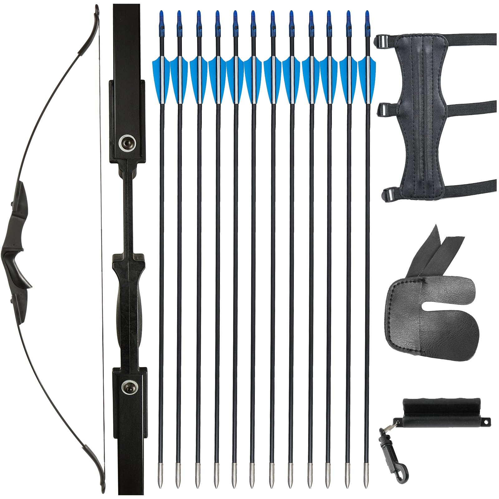 Recurve Bogen und Pfeile Set Takedown Bogen 20/30/40lbs Links und Rechtshänder Anfänger Schießen mit Bogenschießen Zubehör Langbogen Set