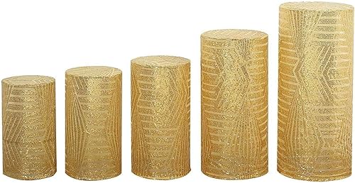 Vista 198 de Efavormart - Juego de 5 fundas de soporte para caja de exhibición cilíndrica de elastano, color negro, fundas elásticas para pilar de pedestal, 160