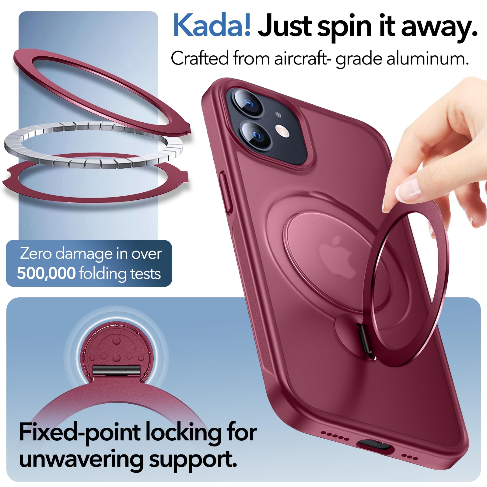 Anqrp 360° ALL-in-ONE Stand Case for iPhone 12/12 Pro Case with Rotatable Magnetic KickStand Ring Holder - Image 2
