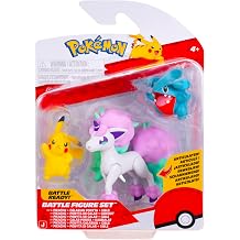 3 Pack Pokemon Battle Figures - Includes 5cm Pikachu & Cable and 7.5cm Galalian Ponita