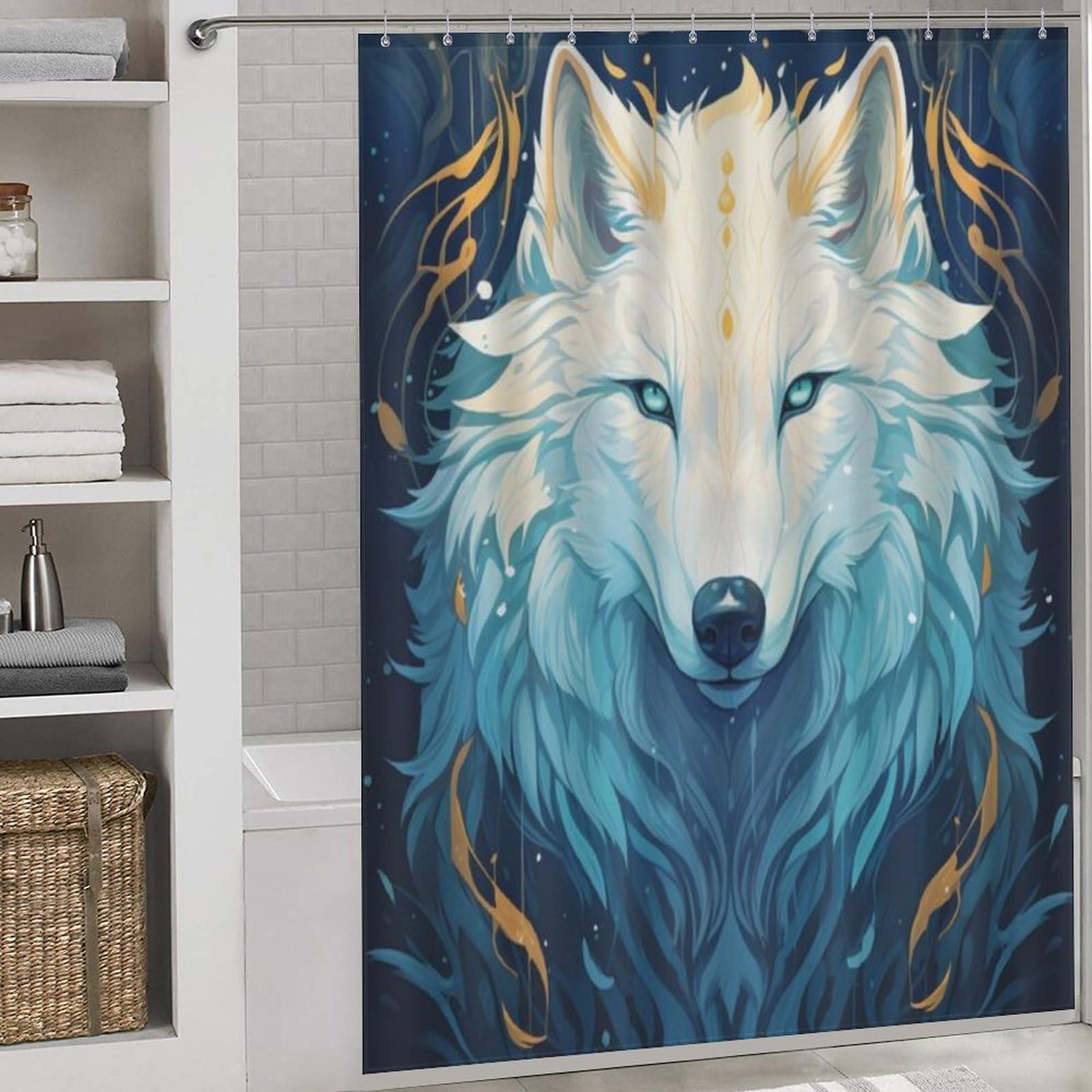 Rideau de douche loup pour transformer l'ambiance de votre salle de bain