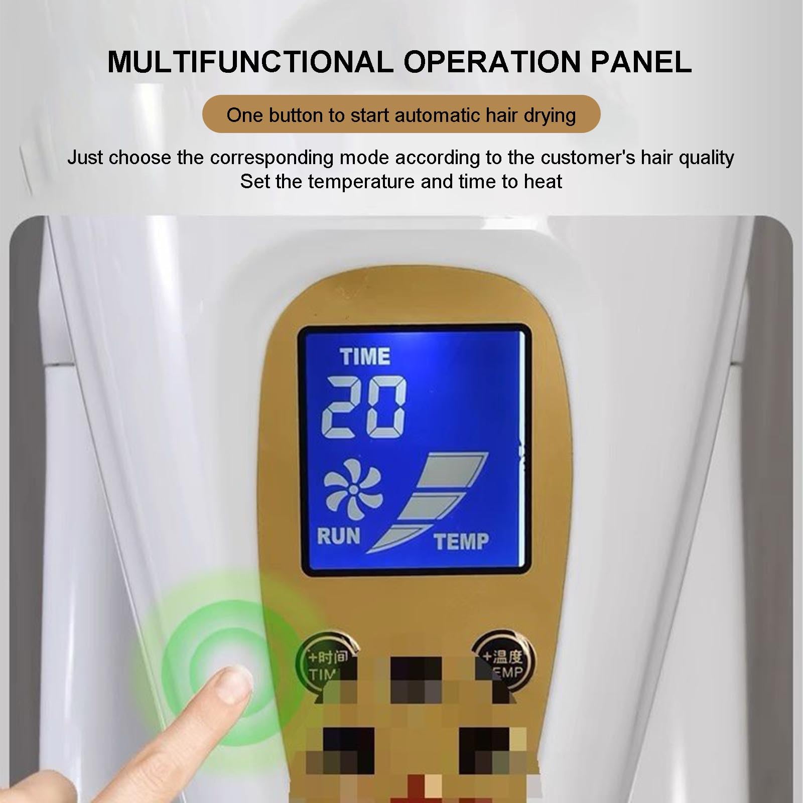 Asciugacapelli Professionale, Attrezzatura Portatile Per Salone Con Pannello Di Controllo Multifunzionale (tempo E Temperatura), Include Supporto Mobile A Rulli, Bianco/nero,A,Black