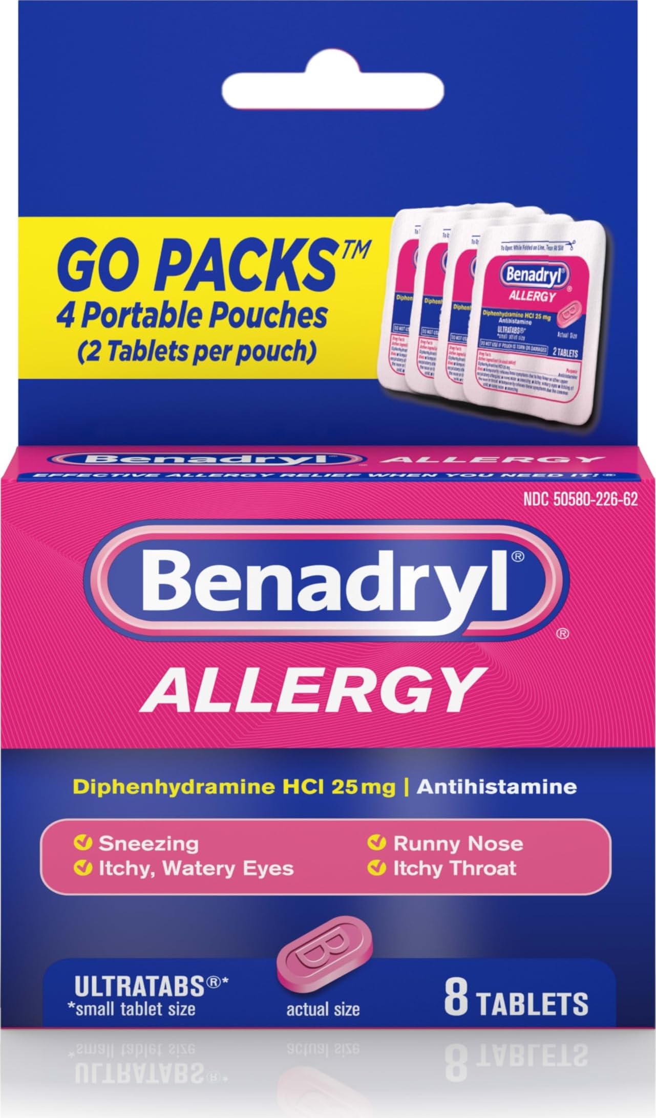 Benadryl Allergy Relief Ultratabs, 25 mg Diphenhydramine HCl, 24 ct — Amazon image 10