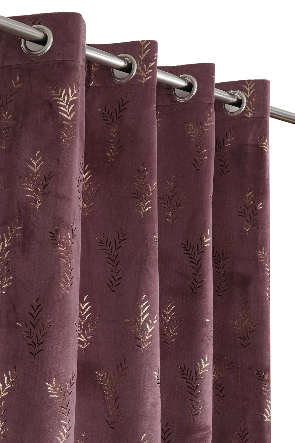 Premium Velvet Window Curtain 5 Feet Long for Living Room – 1 Piece Single Panel Blackout Parda for Home Décor, Bedroom & Office | (Leaf Pattern, 48 x 60 Inch) - Wine Colour