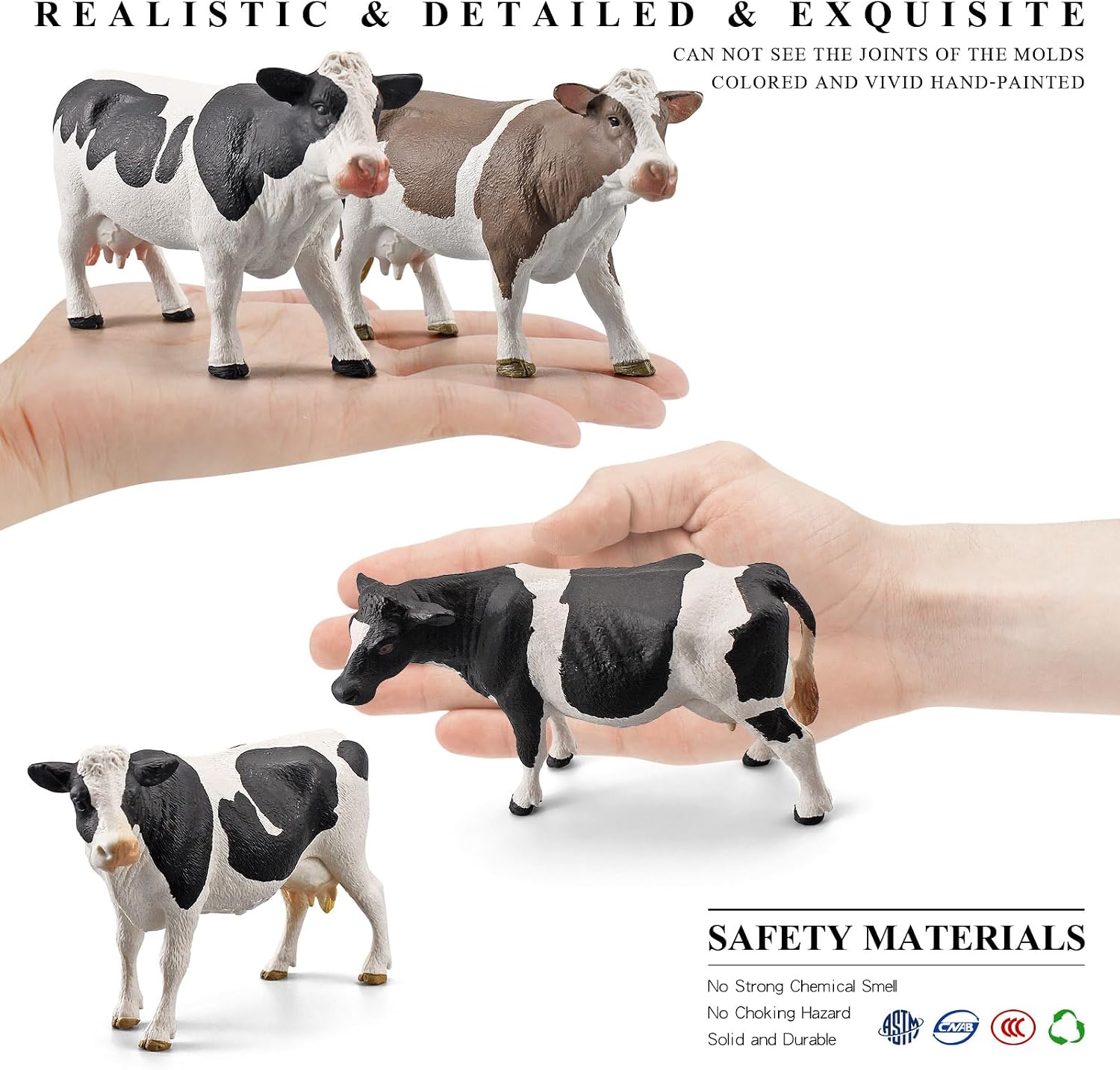 LC JoyCre Cow Figure Toys 4PCS Realistic Big Cows Figurines Toys for Toddlers Simmental Cows Holstein Cow Figures for Kids Birthday 3 4 5 6 Year Old Cake Topper
