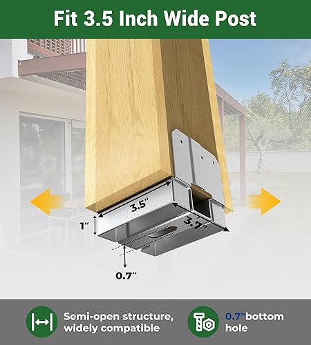 Miniatura 10 de LARIFULL 10 bases de poste de 6 x 6 pulgadas para hormigón, base de poste de metal ajustable