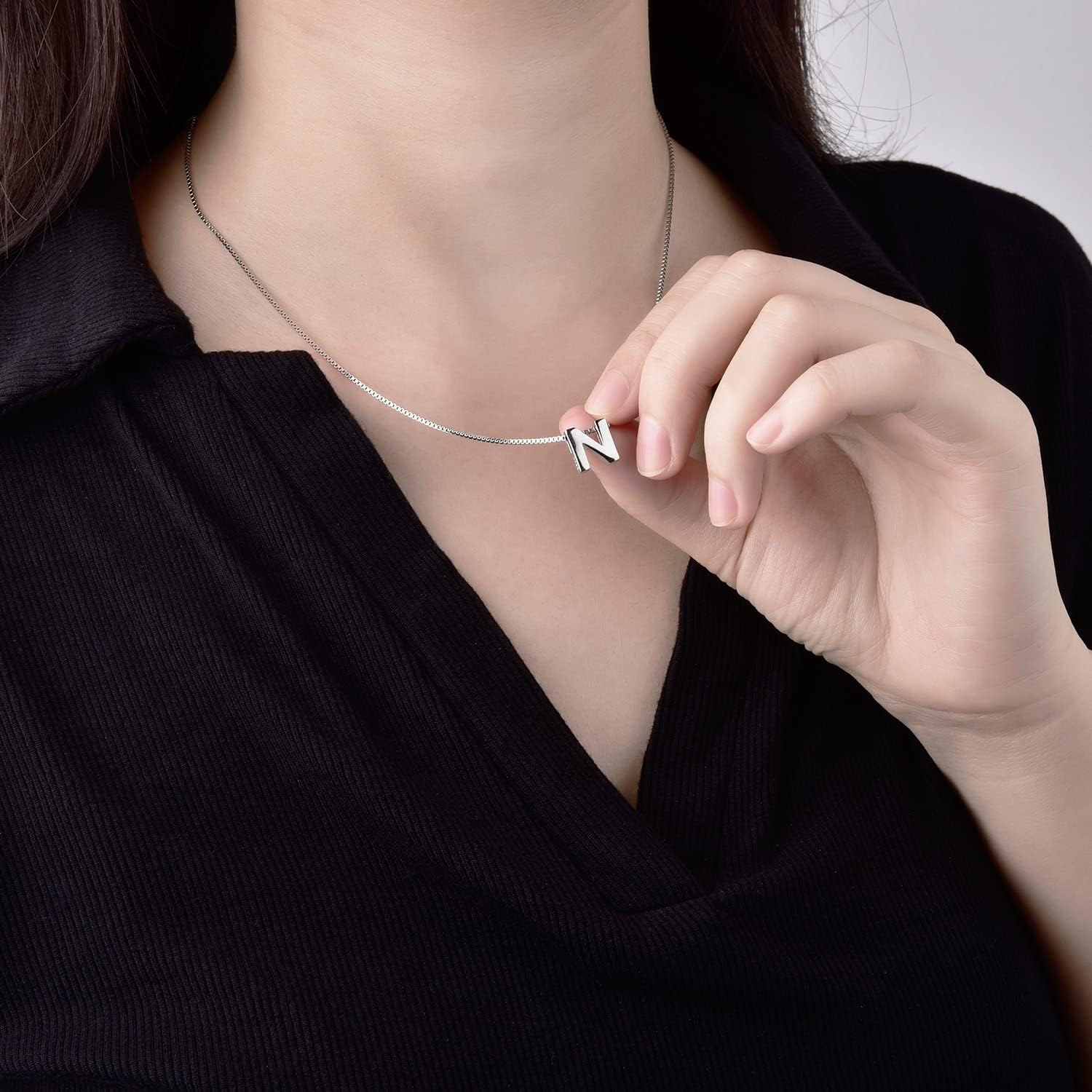 CANDYFANCY Initial Necklace 925 Sterling Silver Letter Pendant Personalized 26 Alphabet Necklace for Women Men A-Z - Image 2