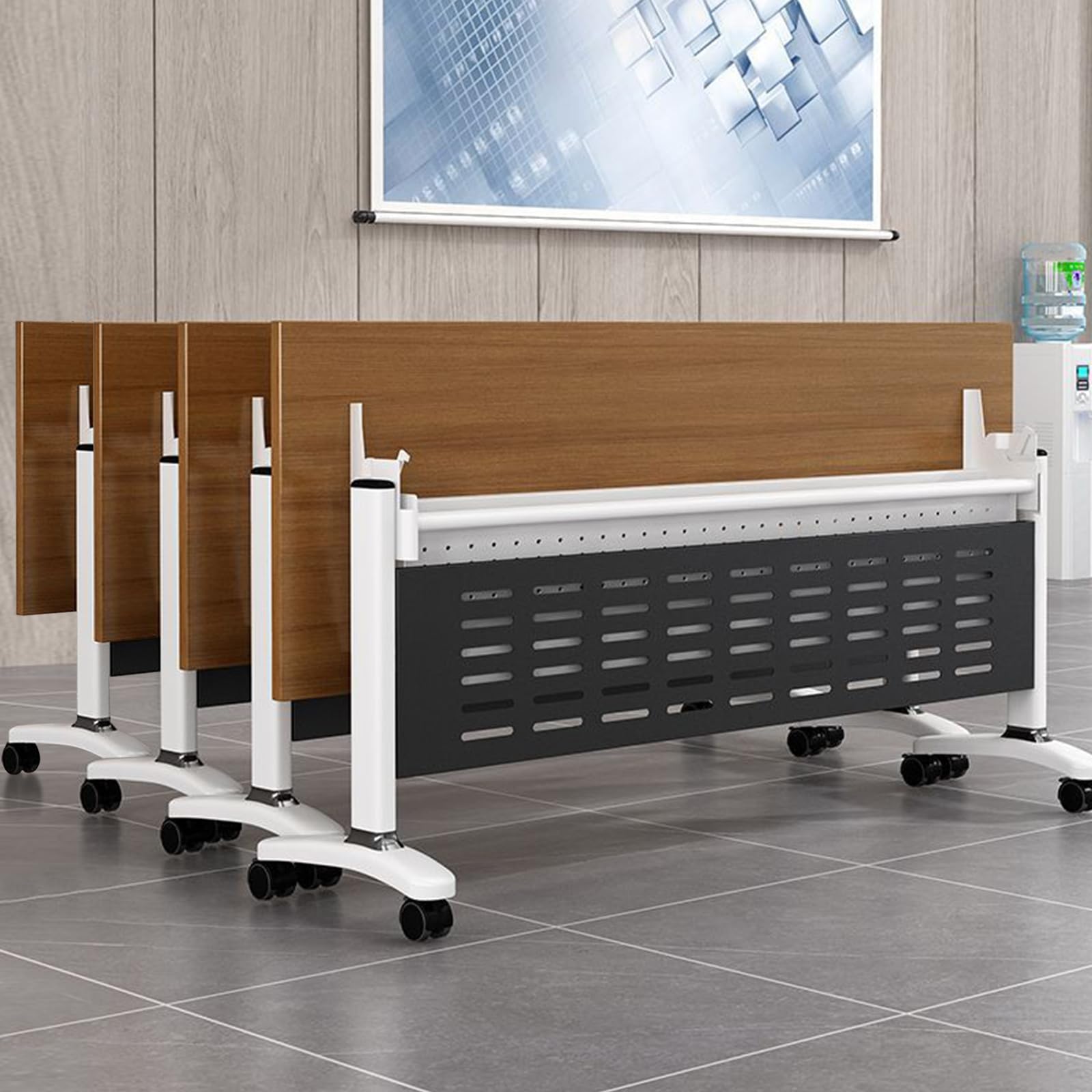 HTDRE Modern Folding Conference Table with Silent Wheels - Mobile Rectangular Training & Seminar Table for Conference Rooms 47.2" x 23.6" x 29.5" Space-Saving Design