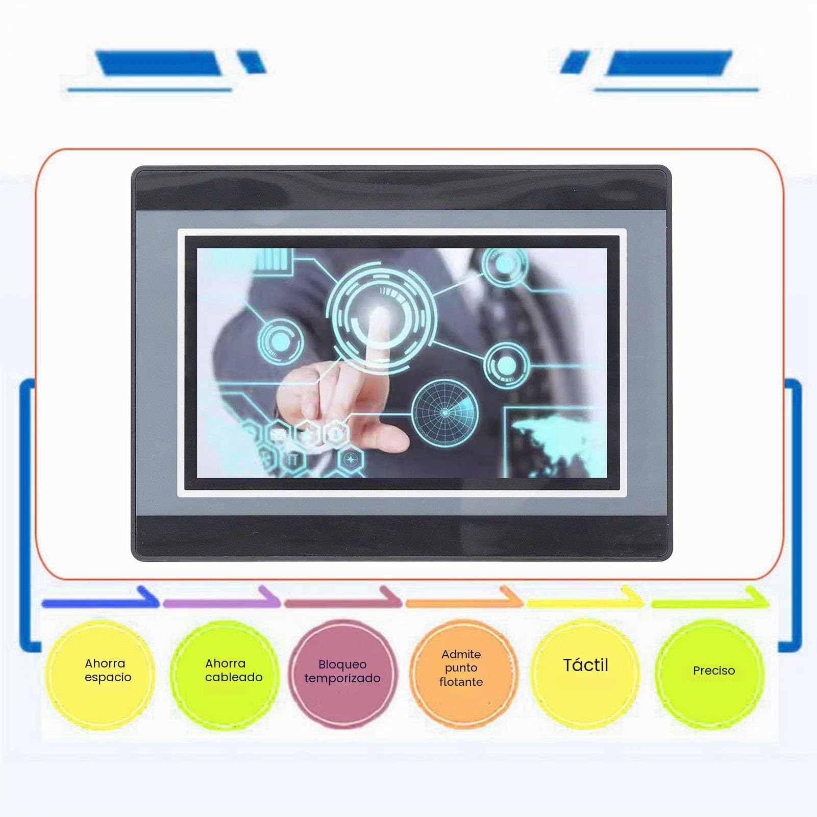Asixxsix HMI PLC Todo en, Pantalla Táctil TFT LCD de 7 Pulgadas, Compatible con FX3U-20 40 48MRT, Fácil Instalación, Programación HMI y PLC, para Control Industrial