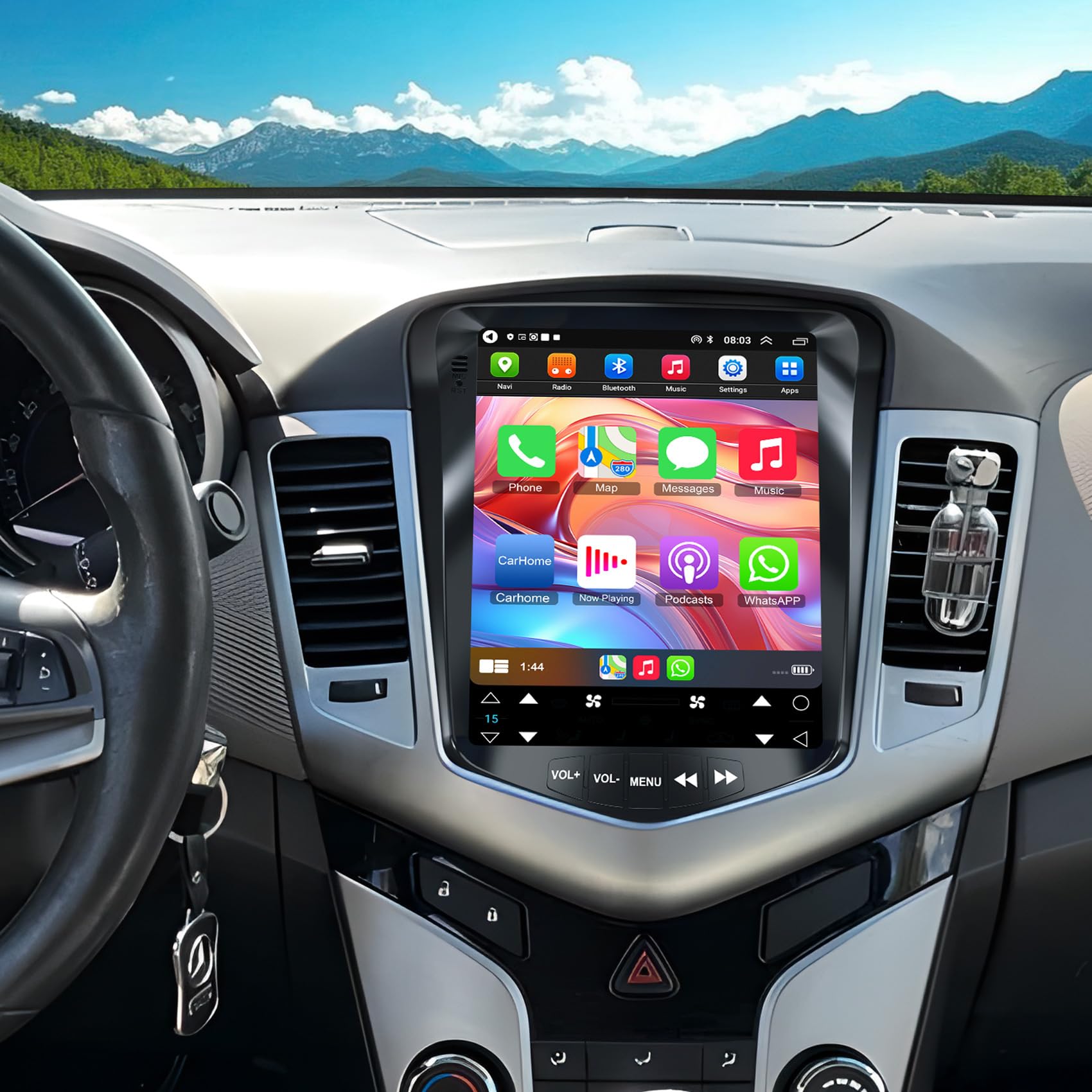 [8 Core+64G] Car Radio for Chevrolet Chevy Cruze 2009 2010 2011 2012 2013 2014 2015, 10.4 Inch IPS Touch Screen Car Stereo with Carplay/Android Auto,GPS, WiFi, Bluetooth,FM, DVR/DPS, Android 15
