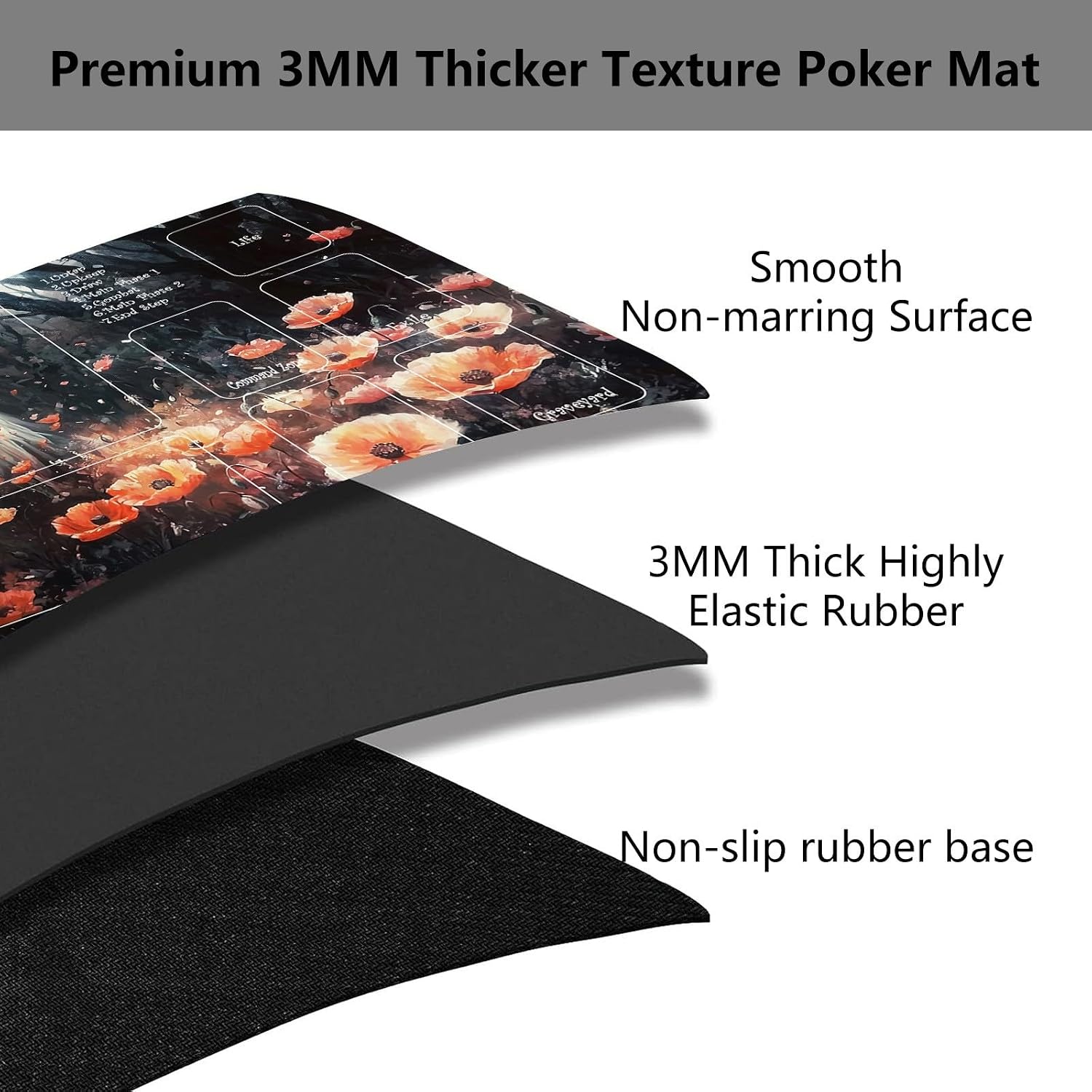 Playmat for MTG, Game Play Mat with Zones for MTG TCG Card Game Playing 24 x 14 inches Trading Card Game Playmats Non-Slip Rubber Base and Stitched Mousepad Desk Mats, Forest Ghosts image 3