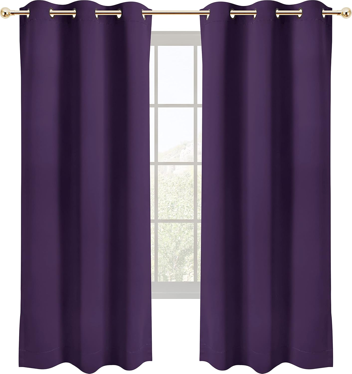 Utopia Bedding Purple Blackout Curtains Grommet 2 Panels [42W x 63L