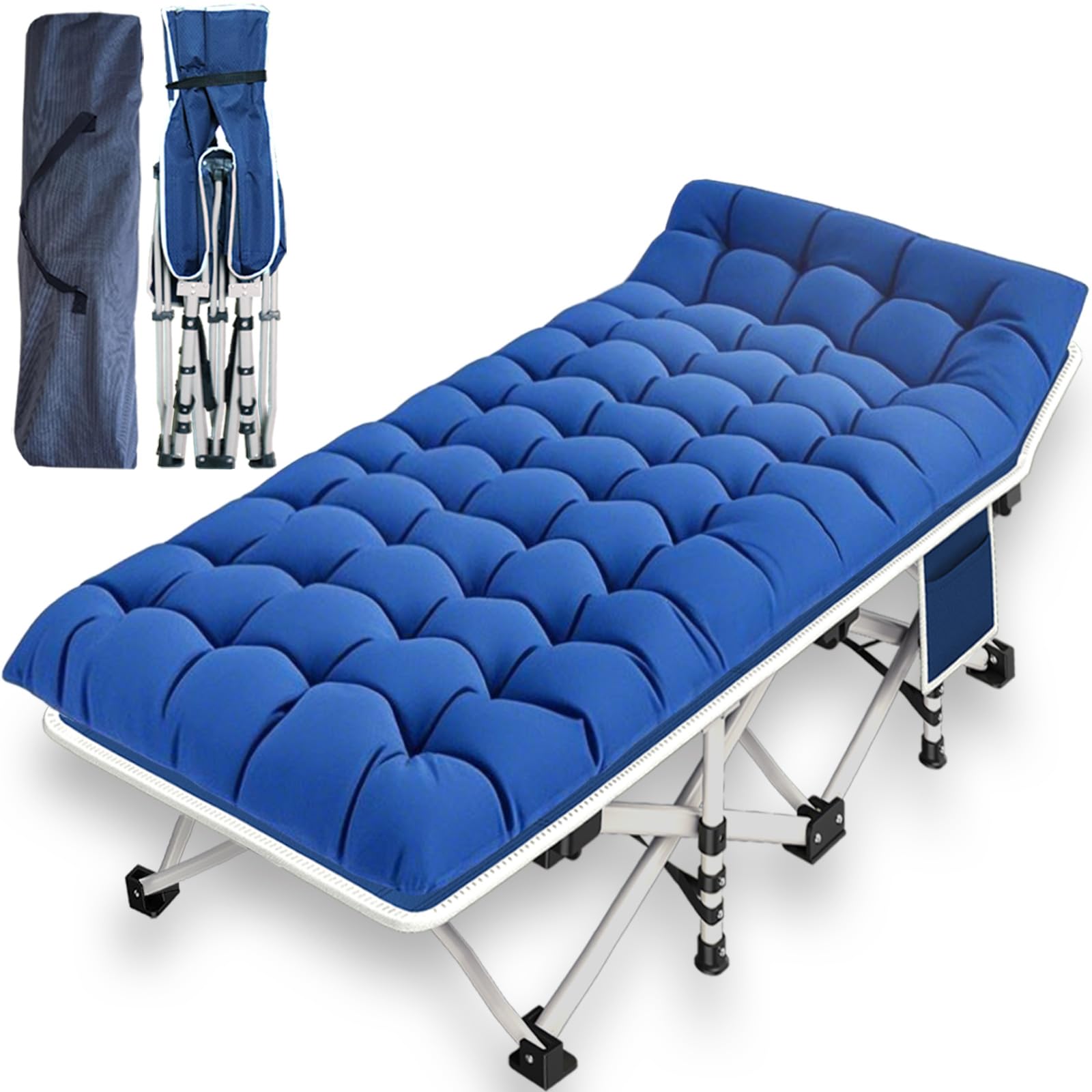 GETOVIN Camping Cot with Comfortable Mattress Cots for Sleeping Folding Cot Heavy Duty as Guest Bed with Carry Bag for Adults Home Camping Nap