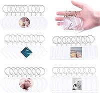 Swpeet 40PCS DIY Photo Frame Keychain Kit - Assorted Shapes for Kids Crafts, Personalized Gifts & Bags