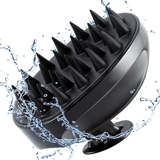 Sosoon Silicone Scalp Massager Shampoo Brush - Scalp Scrubber for Dandruff Removal, Hair Growth, Itch Relief - for Men Women Kids Pets (Black)