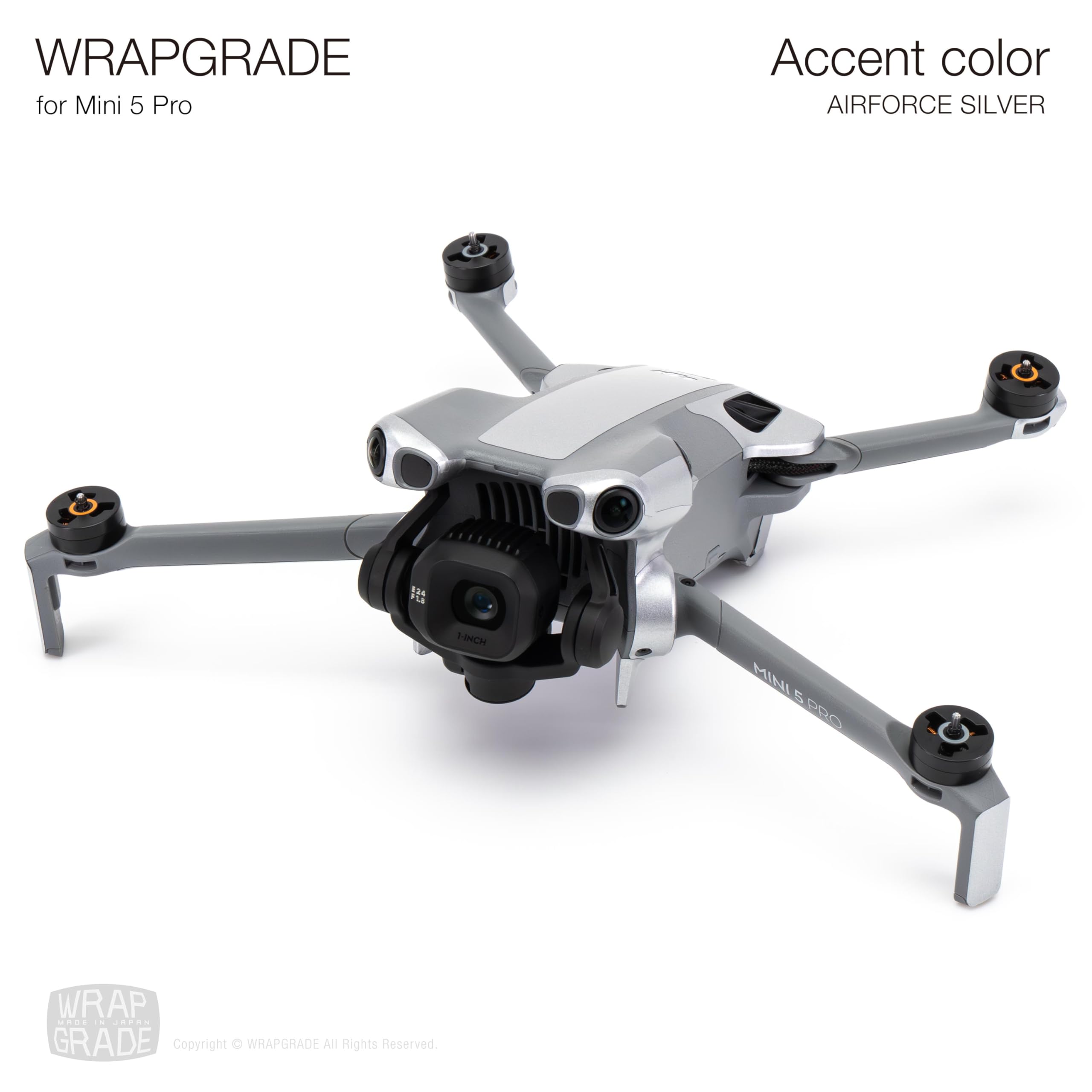 WRAPGRADE Skin Stickers Compatible with DJI Mini 5 Pro Accent Colour (Airforce Silver) - Image 3
