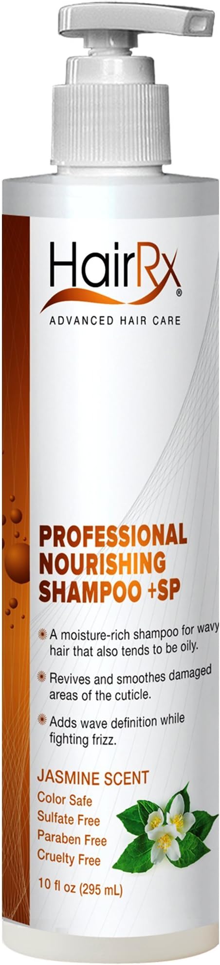 HairRx Professional Nourishing Shampoo +SP (for Oily Scalps) with Pump, Luxurious Lather, Jasmine Scent, 10 Ounce