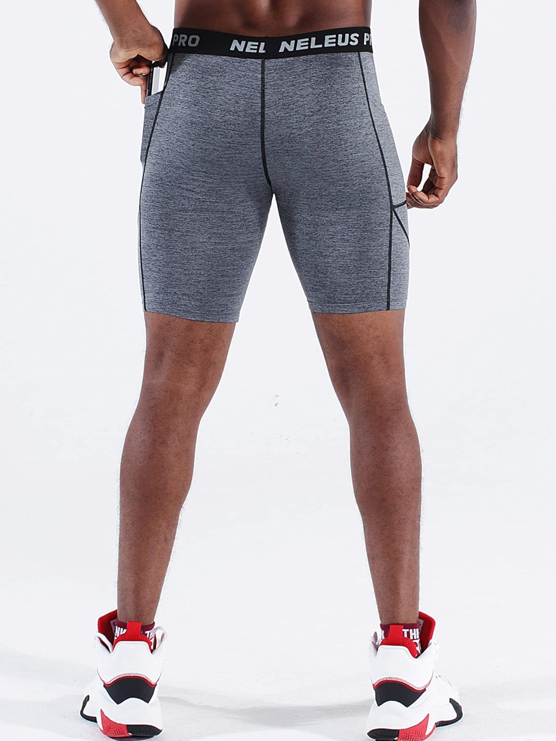 NELEUS Men's 3 Pack Running Compression Shorts with Pockets