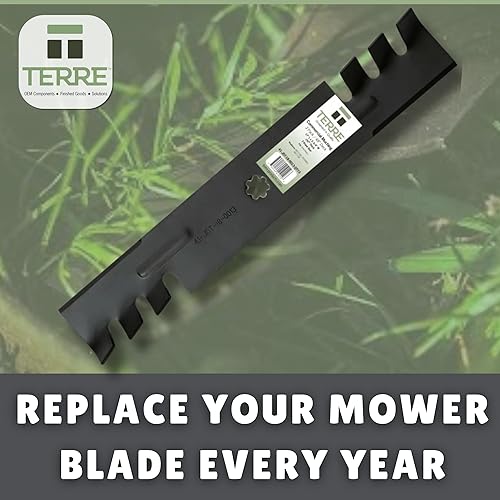 Miniatura 8 de Terre Products, paquete de 3 cuchillas comerciales para cortacésped, cubierta de 48 pulgadas, compatible con John Deere LA130, LA140, LA145, LA155,