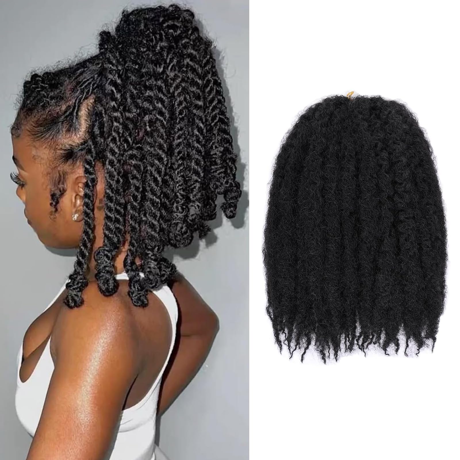 Marley Twist Braiding Hair Afro Kinky Curly Cuban Twist Hair Marley Twists Hair Crochet Braids Extensioni per capelli sintetiche intrecciate all'uncinetto in stile senegalese per donne (1b