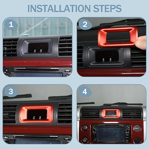 Miniatura 7 de LLKUANG Reloj de consola central de automóvil de aleación de aluminio, marco decorativo para Toyota FJ Cruiser 2007-2021, accesorios interiores de