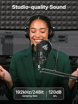MAONO USB XLR Condenser Microphone Set: PC Computer Podcast Cardioid Metal Mic Kit with Software for Recording, Studio, Singing, YouTube (A04 Gen2+PS22 Lite)