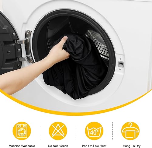 Miniatura 7 de Smiry Paquete de 2 manteles ajustables color negro, manteles rectangulares de tela de poliéster de 6 pies, mantel lavable para ferias, ferias de