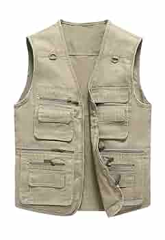 Buy Hbufnha Men's Denim Vest Outdoor Casual Multi Pocket