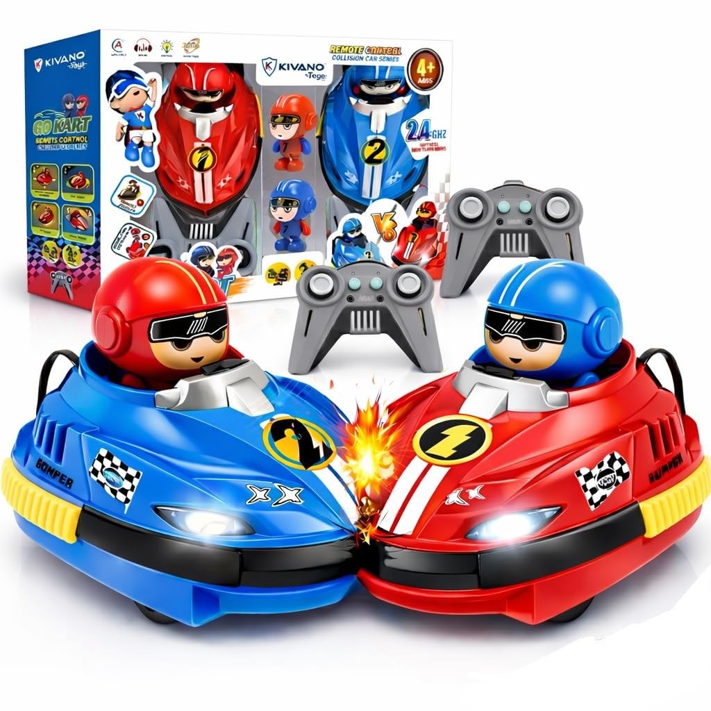 Set of 2 RC Bumper Cars with Ejectable Robots, LED and Rechargeable Battery, Interactive Toy for Children Boys and Girls, Gift for 4 5 6 7 8 9 10 Years Old, Multicolor-image-12
