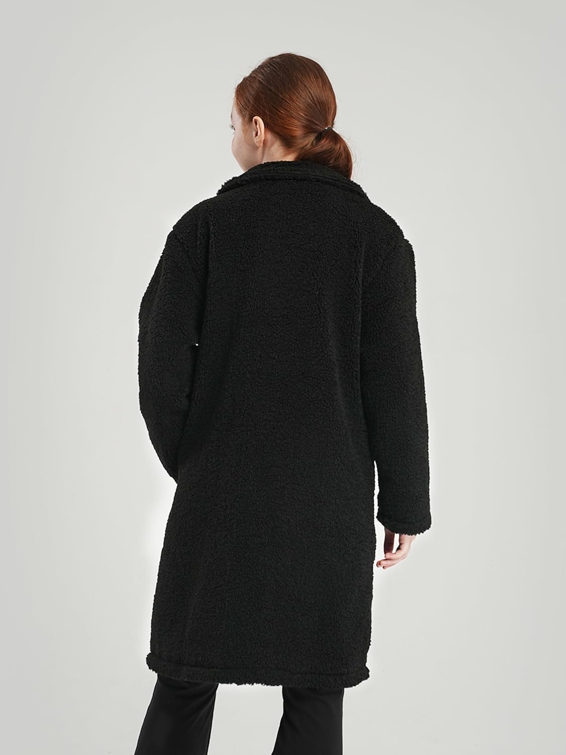 maoo garden Big Girls Sherpa Fleece Dress Coat Fall Winter Lightweight Peacoat Long Style Trench Jacket - Image 3