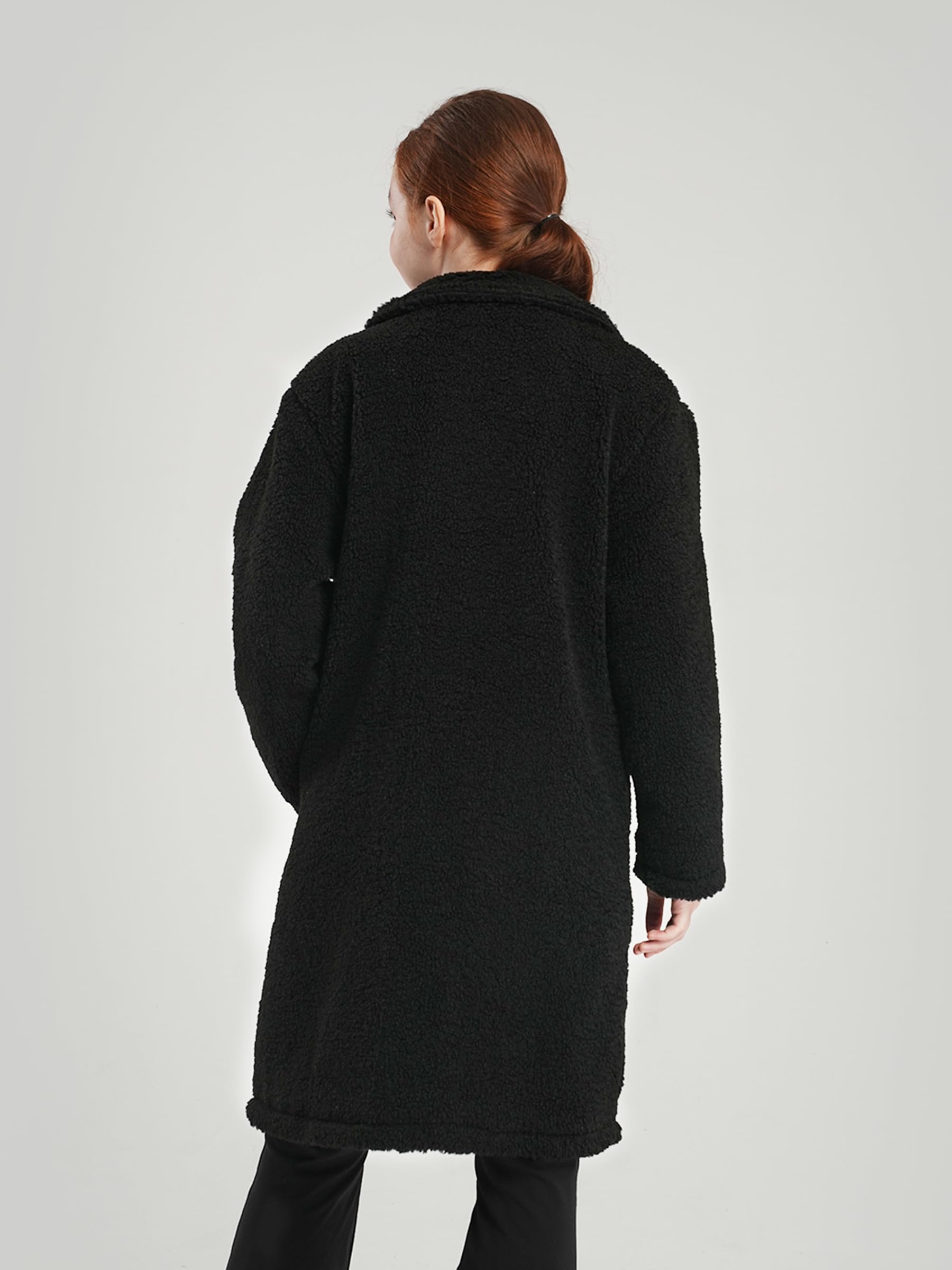 maoo garden Mädchen Langer Wintermantel aus Sherpa-Fleece Leichter Übergangsmantel im Peacoat-Stil mit Trenchcoat-Längenschnitt für Schulkinder