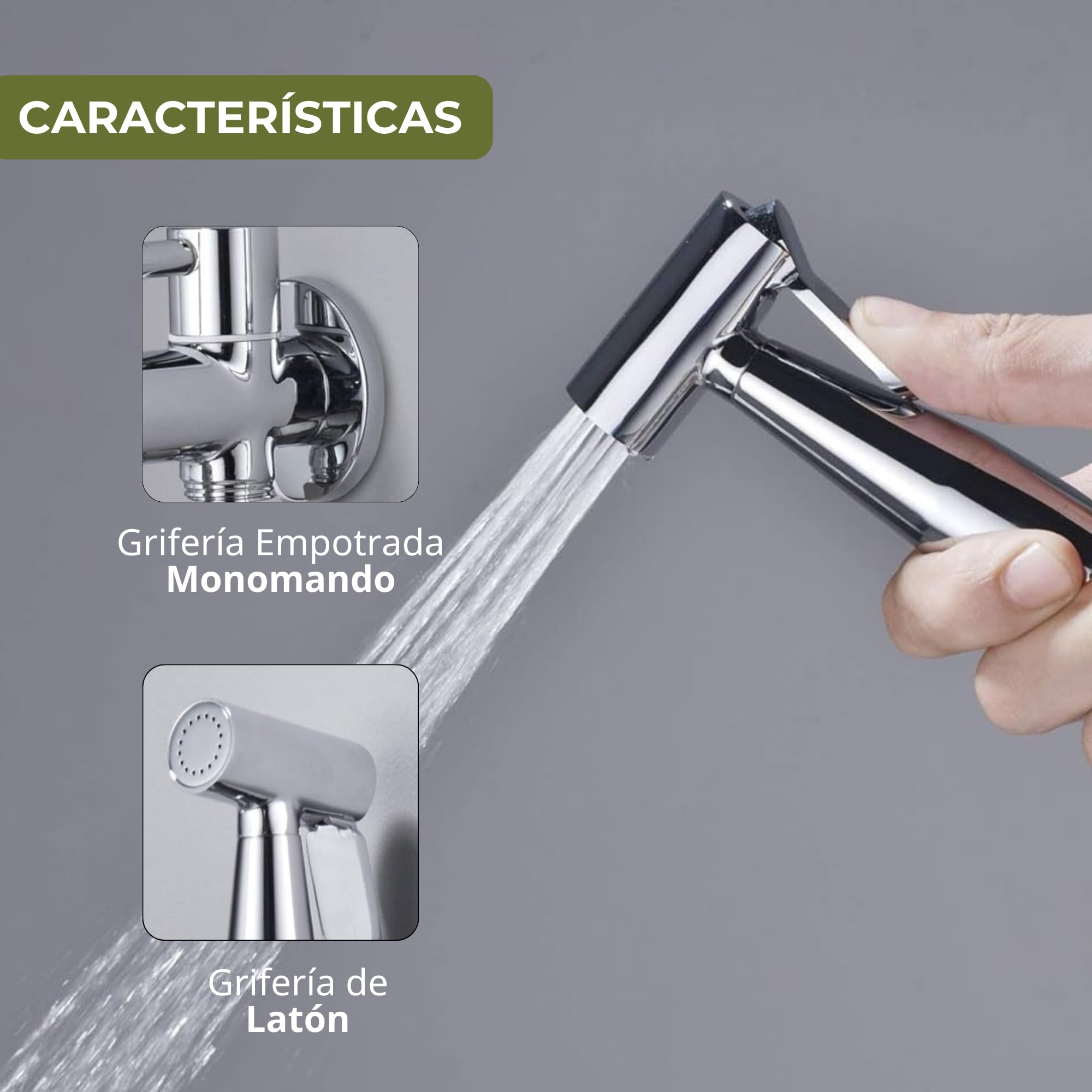 IMEX - Ducha Bidet Agua Fría Color Cromado | Grifo Bidet Empotrado para WC Cromada | Ducha Higiénica Monomando para Inodoro | Grifería Sustituto de Bidé | Serie Ness