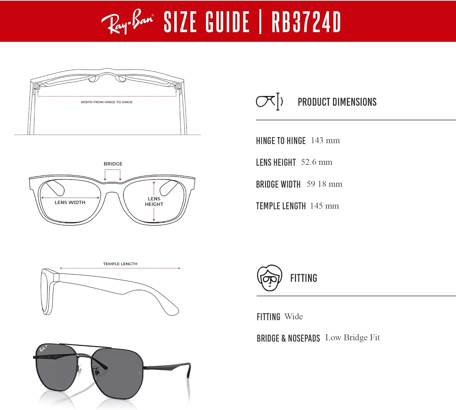 Ray-Ban RB3724D Asian Fit Hexagonal Sunglasses for Men for Women +BUNDLE with ACCESSORY EYEWEAR KIT - Image 6