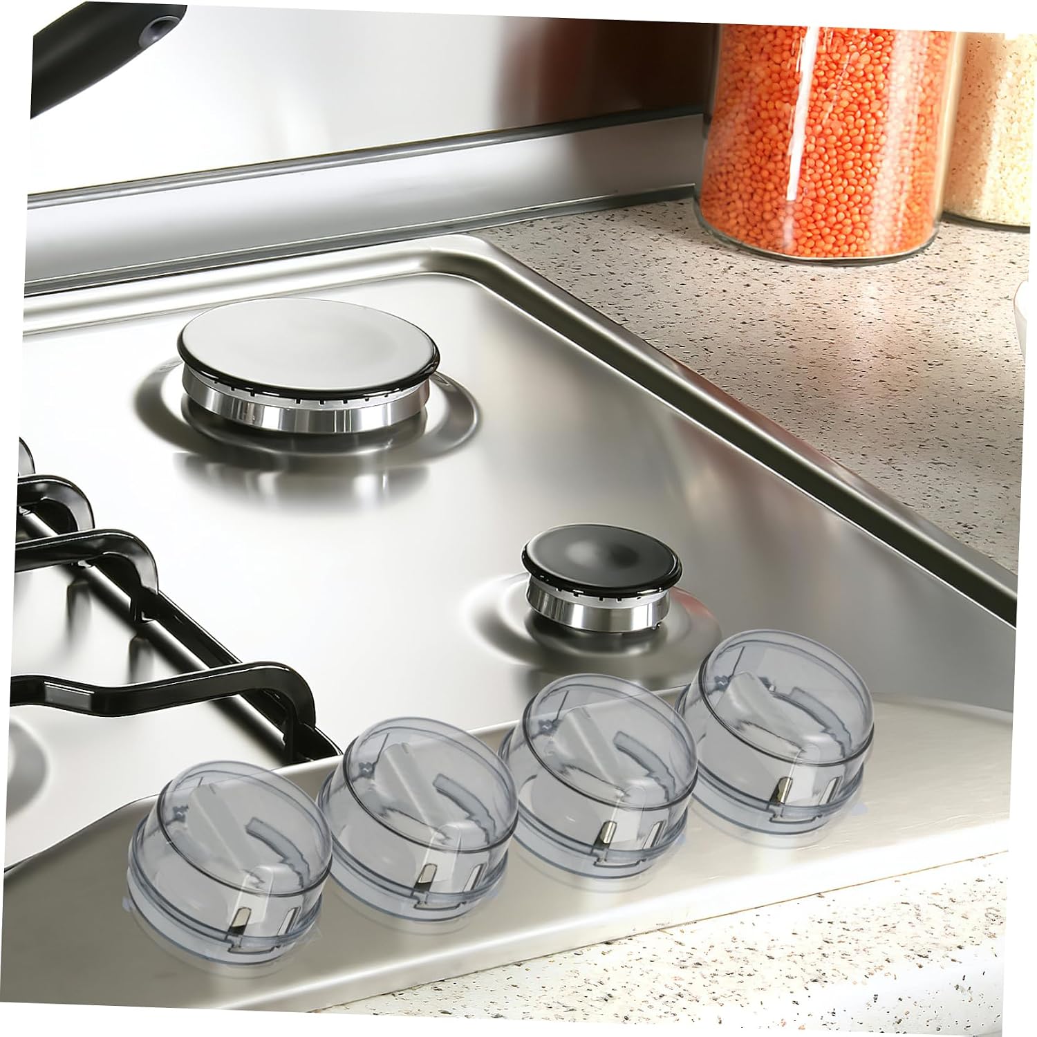 4Pcs Stove Knob Covers for Safety Kitchen Gas Case Protector Easy to Install Stove Knob Shield Compatible with Hobs and Ovens Safety Covers
