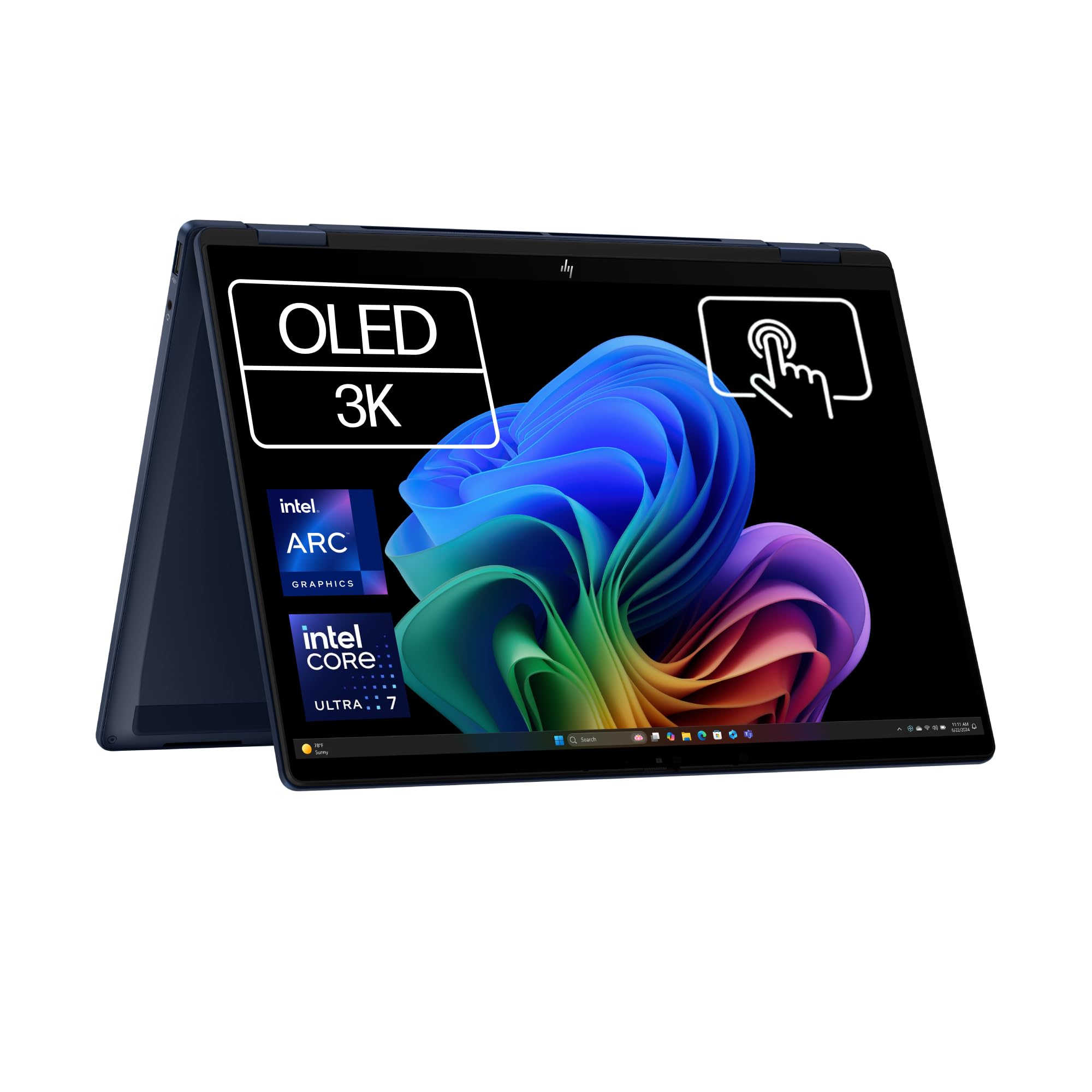 HP Omnibook X Flip - Ordenador portátil Convertible de 14" OLED 3K táctil (Intel Ultra 7-258V EVO, 32GB RAM, 1TB SSD, Intel ARC Graphics, Windows 11, WiFi 7) Silver- Teclado QWERTY Español