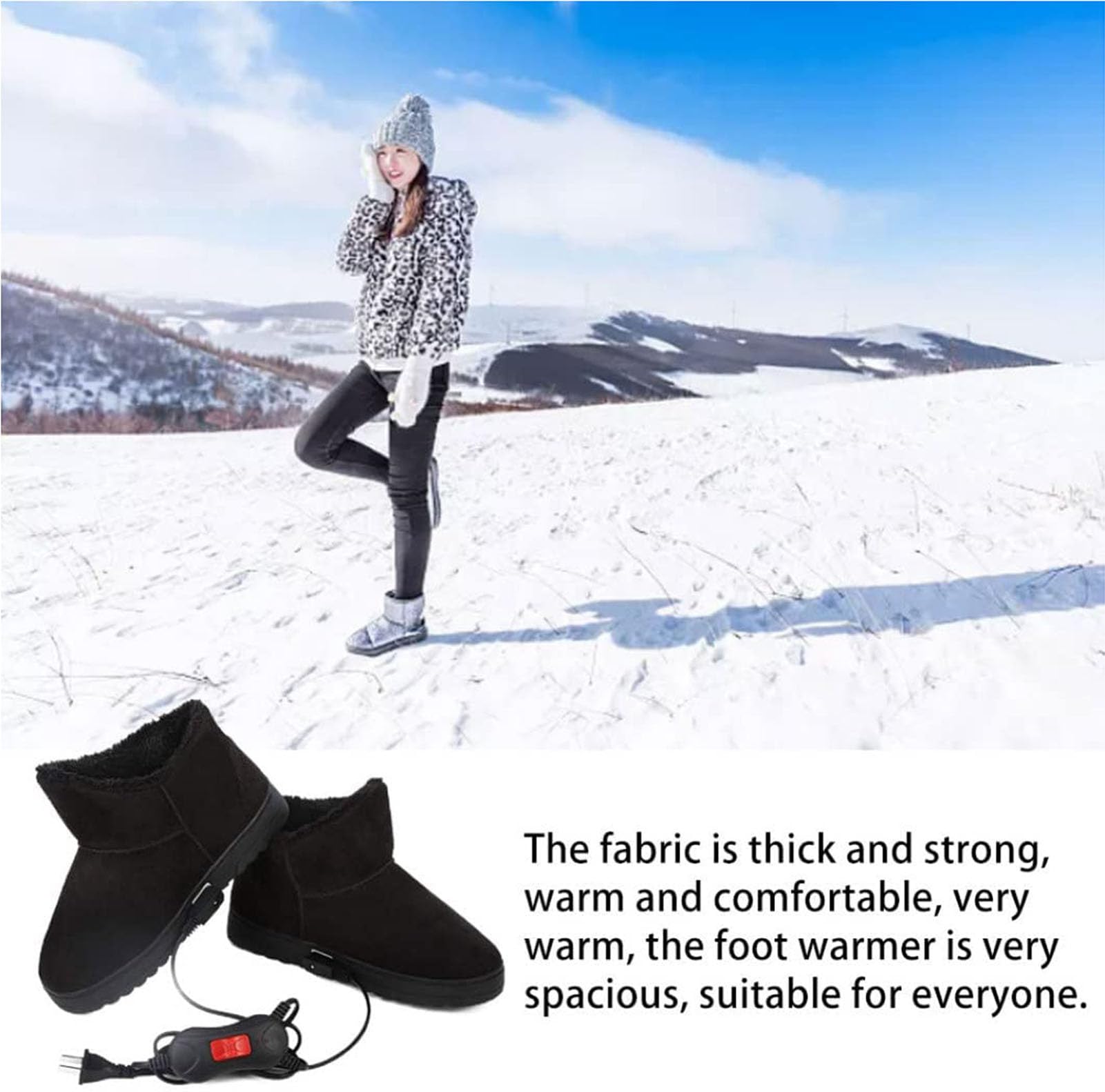 Scaldapiedi Elettrico Temperatura Regolabile Pantofole Riscaldate con Foderato in Peluche Scaldapiedi Donna Uomo Scarpe Riscaldanti Elettriche per Interni All'aperto per L'Ufficio,B,38/40