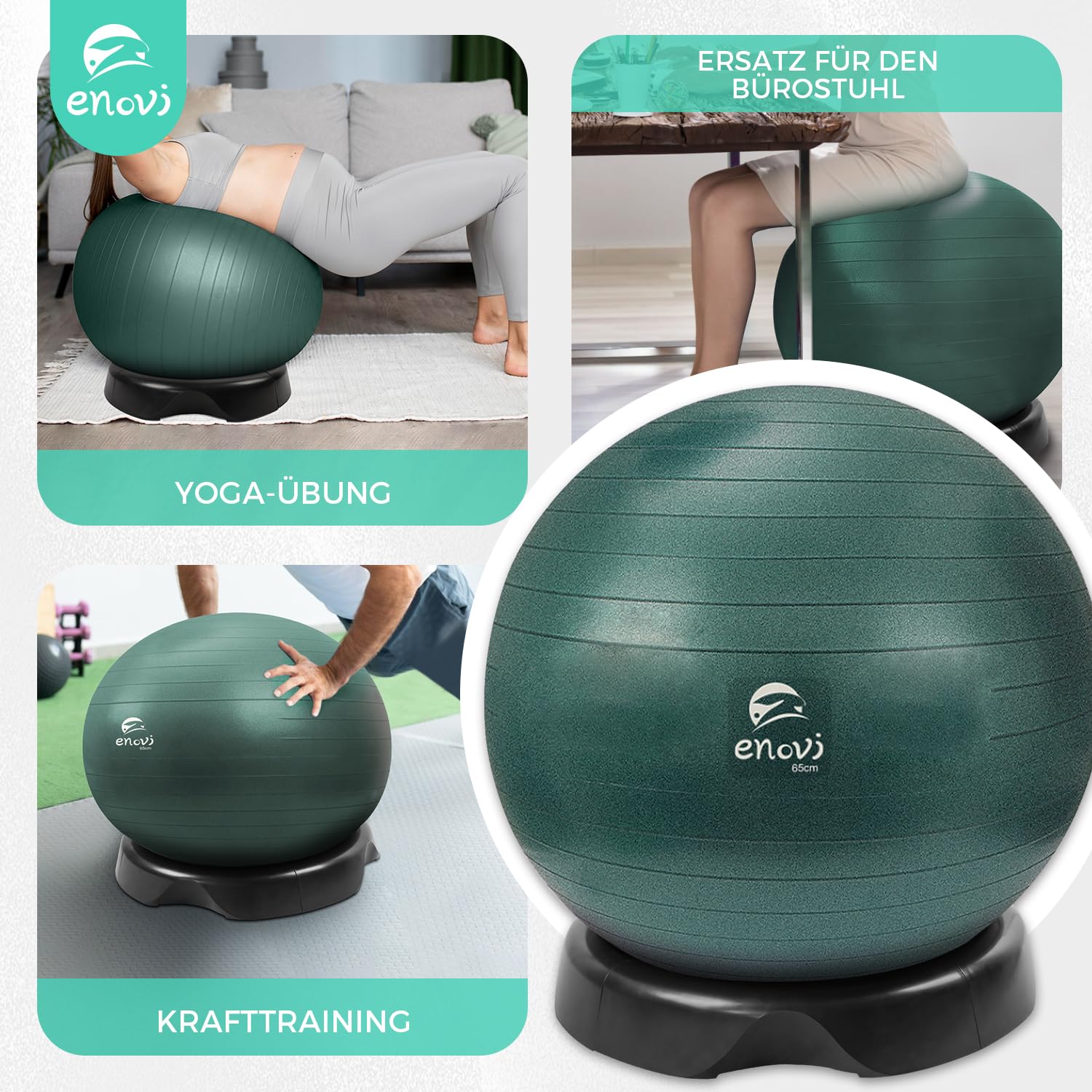 EasyBalance Ballon de gymnastique Pezziball, avec socle et pompe, 65 cm, violet améthyste