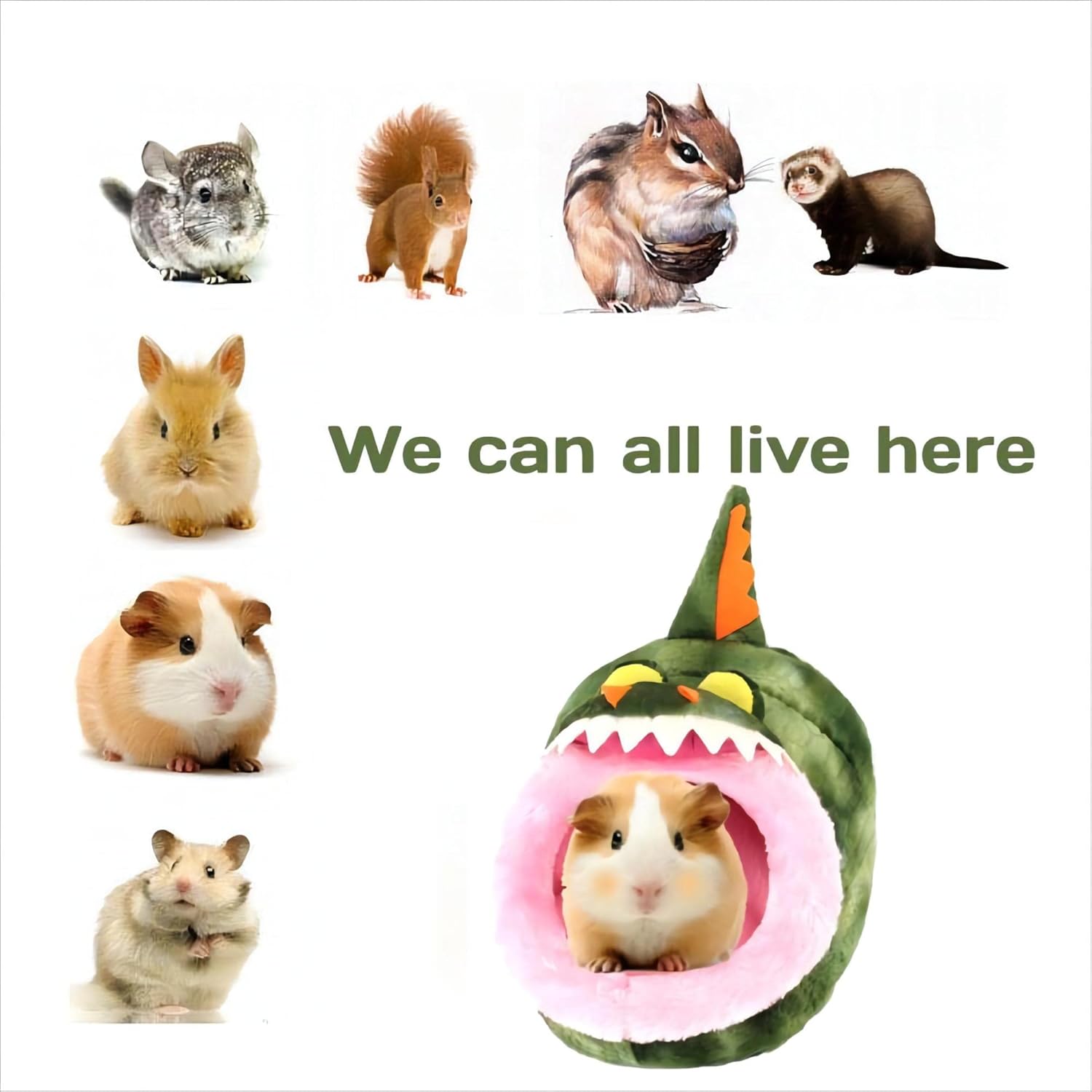 RKNYC Guinea Pig Bed, Washable Guinea Pig Cage Accessories Small Animal Bed Hideout for Guinea Pig, Chinchilla, Hamsters, Hedgehog (Small, Crocodile)