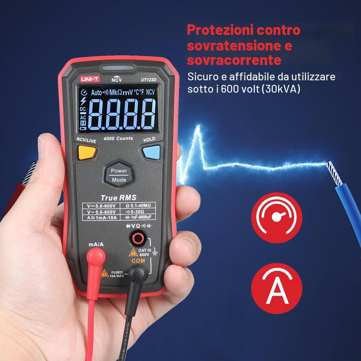 UNI-T Digital Smart Multimeter UT123D True RMS EBTN Display DC AC Voltage Current Tester Capacitance Meter Measuring Instruments