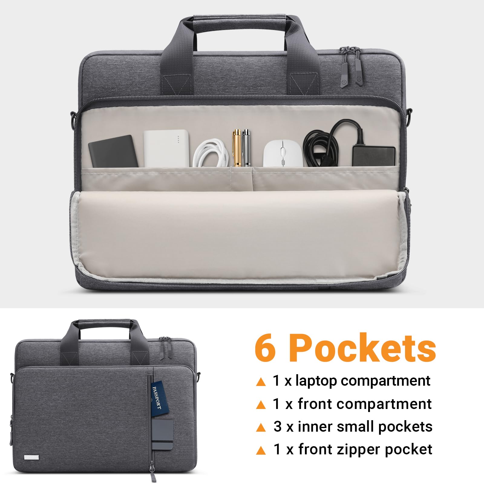 TECOOL 15 15,6 16 17 17,3 Pollici Borsa Laptop Valigetta per Computer Portatile 360 Protettivo Custodia con Tracolla, Impermeabile Borsa e Messenger Borsa Porta PC per Computer Notebook