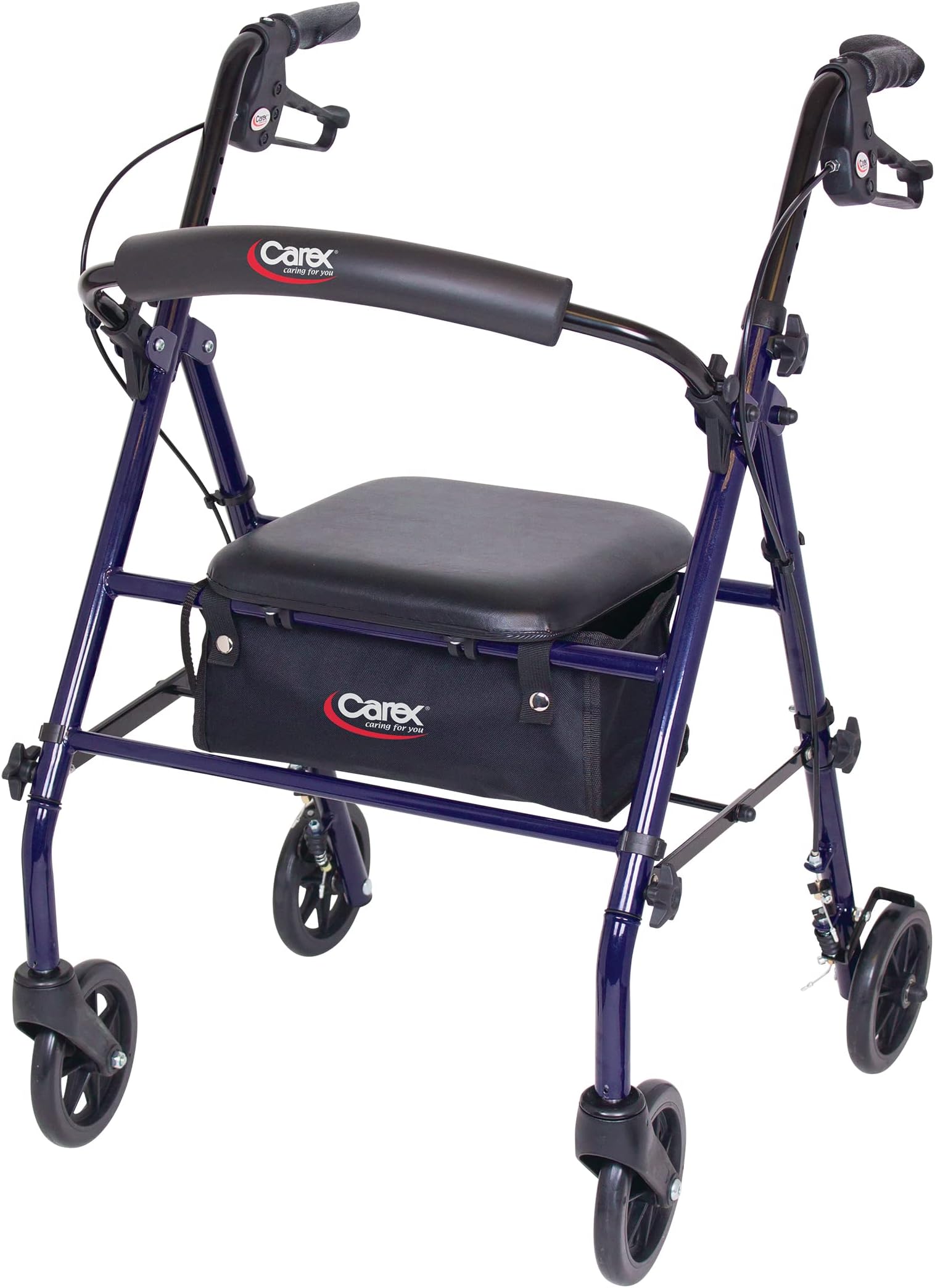 Steel Rollator Walker with Seat and Wheels, Rolling Walker for Seniors, Supports 350lbs, For 5'0" to 5'8", Adult Rollator for Seniors, Padded Seat and Backrest for Elderly Assistance, Dark Blue