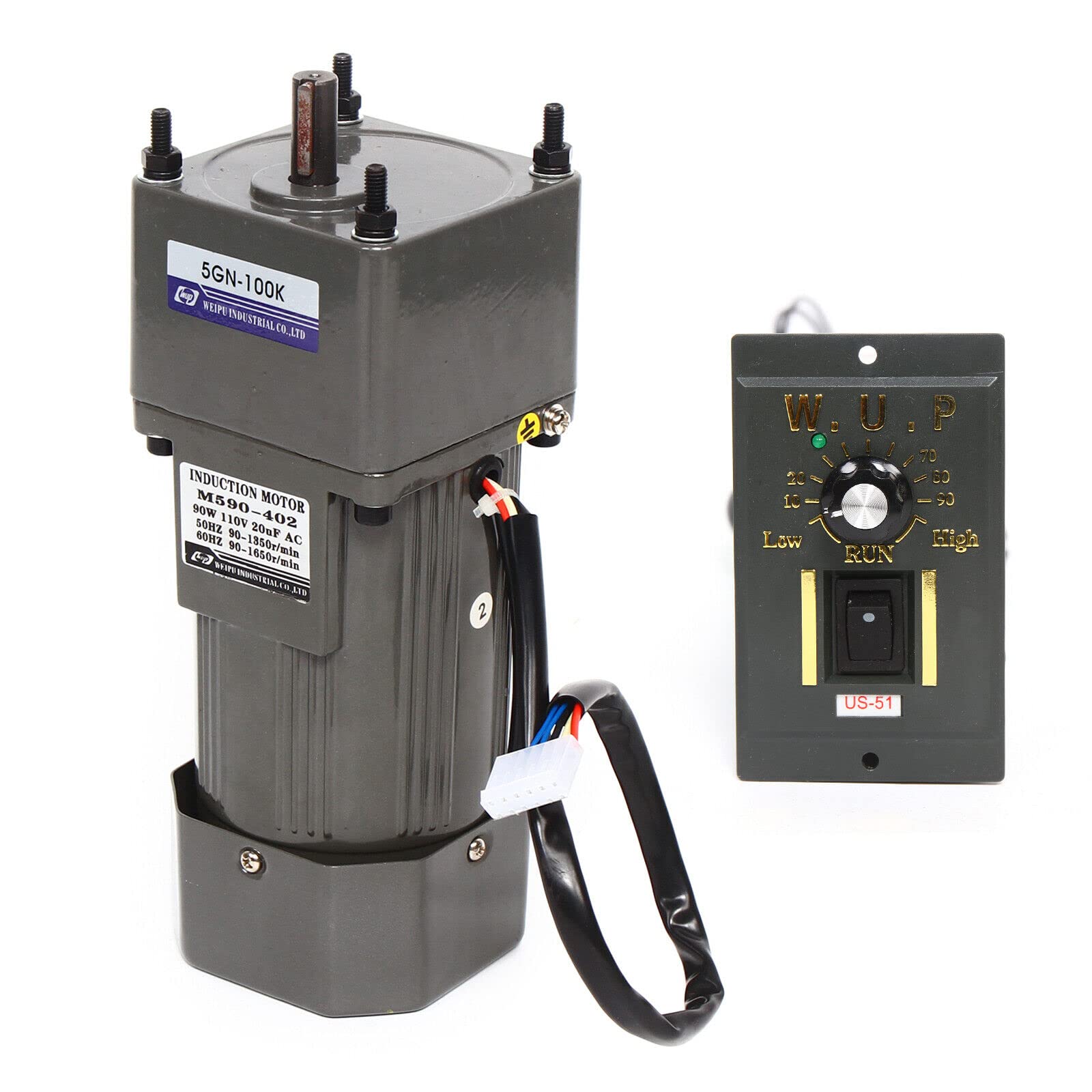 AC-Getriebemotor Elektromotor E Motor mit Drehzahlregler 100K 90W 220V Einphasig Hohe Drehmomente - Effiziente Installation, Großes Drehmoment, Reibungsloser Betrieb