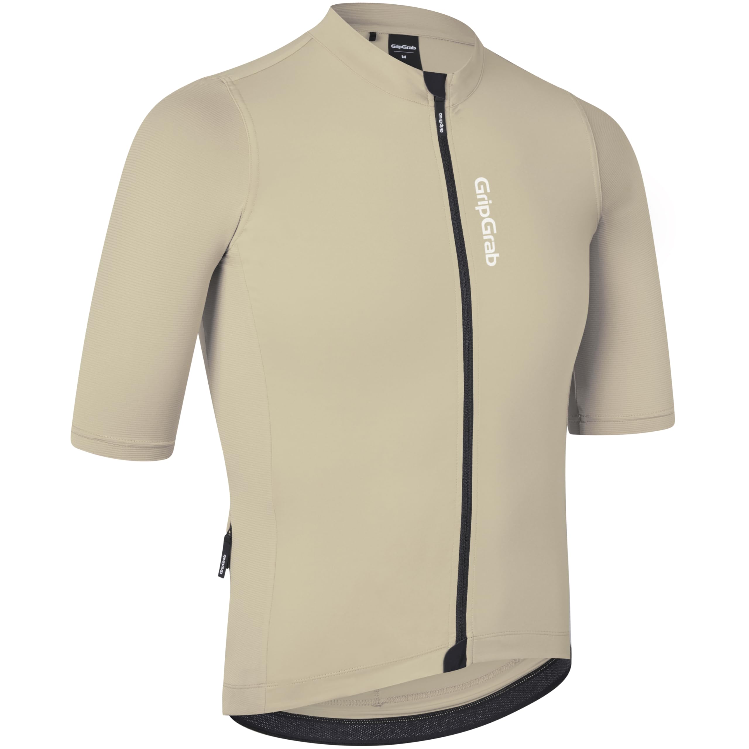 GripGrab Ride Short Sleeve Cycling Jersey Summer MTB Road Gravel Bike Men's Cycle Jersey Full Zip UPF Bicycle Clothing Men Beige