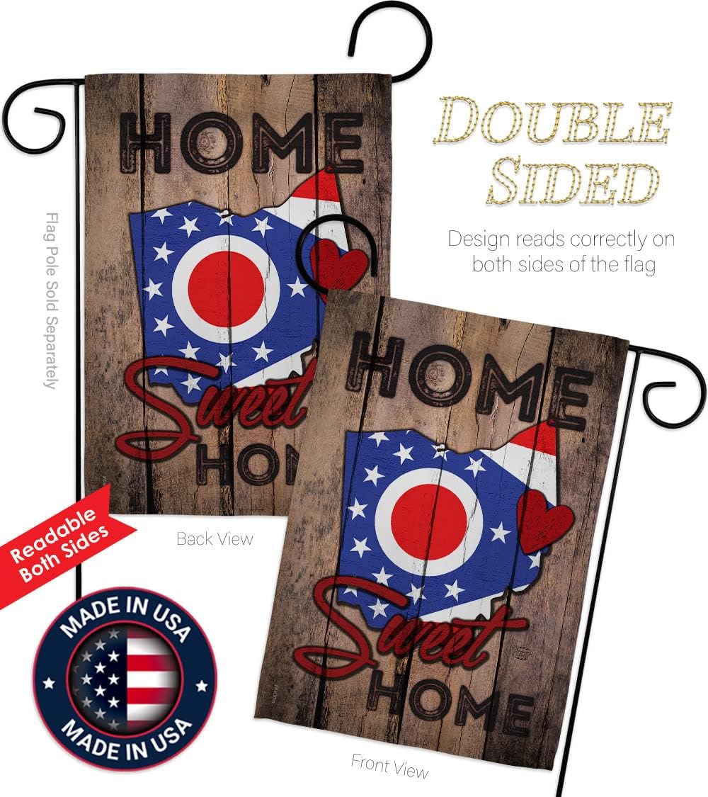 Ohio Home Sweet Garden Flag Regional States American Territories Republic Country Particular Area House Decoration Banner Small Yard Gift Double-Sided, Made in USA