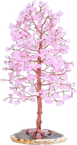 Miniatura 8 de Árbol de la vida con piedras preciosas de cuarzo rosa, cristales de Reiki naturales, árbol de chakras para energía positiva, base de rodajas de