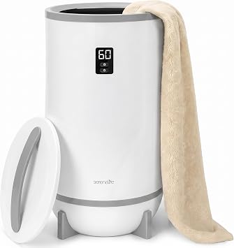 SereneLife Towel Heater for Bathroom & Spa | Portable Large Bucket Style Towel Warmer with Timer | 21L Luxury Electric Heater for Oversized Towels, Robes & Blankets | Auto Shut-Off | Fragrance Discs