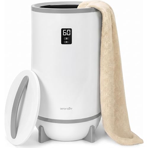 SereneLife Towel Heater for Bathroom & Spa | Portable Large Bucket Style Towel Warmer with Timer | 21L Luxury Electric Heater for Oversized Towels, Robes & Blankets | Auto Shut-Off | Fragrance Discs